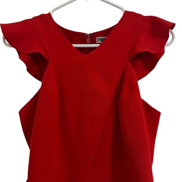 Chelsea 28 Women's MEDIUM Red Cut-Out Ruffle Fit & Flare Dress - Picture 4 of 12